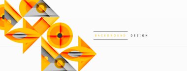 Kesişen şekiller, daireler, üçgenler ve gradyanlar ile geometrik soyut bileşim, canlı renkleri ve dinamik karşıtlıkları harmanlayarak modern, geleceksel bir görsel tasarım yaratmak için