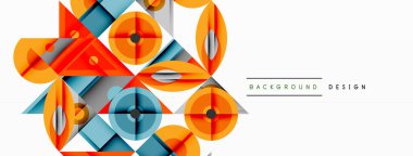 Keskin açılı dinamik geometrik bileşim, dairesel biçimler ve eğim renkleri