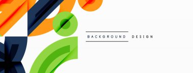 Dairesel ve yuvarlak elementlerin yer aldığı soyut geometrik arkaplan. Kalın kontrast, pürüzsüz gradyanlar, dinamik kompozisyon, fütüristik stil