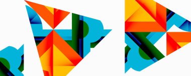 Birleştirilmiş açısal ve eğri şekilli soyut geometrik çizimler, pürüzsüz eğimli dinamik bileşimler ve kalın karşıtlıklar