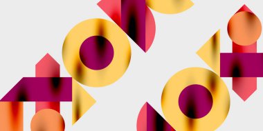 Dinamik geometrik bir kompozisyonda daireler, çizgiler ve üçgenler içeren modern soyut bir arkaplan. Tarz, teknoloji veya yaratıcı temalı tasarımlar için mükemmel.