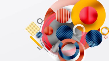 Üstüste binen Şeffaf Geometrik Şekillerle Soyut Çember Tasarımı