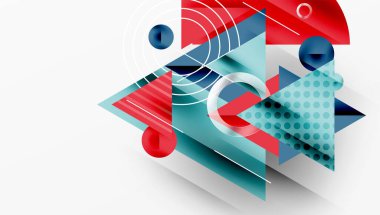 Modern geometrik arkaplan - düzgün eğimli ve yarı şeffaf üçgenler üst üste biniyor