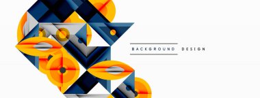 Keskin açılı dinamik geometrik bileşim, dairesel biçimler ve eğim renkleri