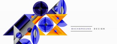 Keskin açılı dinamik geometrik bileşim, dairesel biçimler ve eğim renkleri