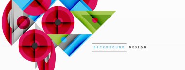 Keskin açılı dinamik geometrik bileşim, dairesel biçimler ve eğim renkleri