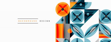 Keskin açılı dinamik geometrik bileşim, dairesel biçimler ve eğim renkleri