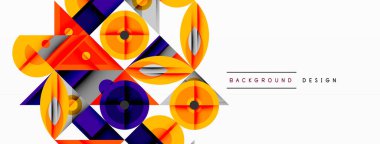 Keskin açılı dinamik geometrik bileşim, dairesel biçimler ve eğim renkleri