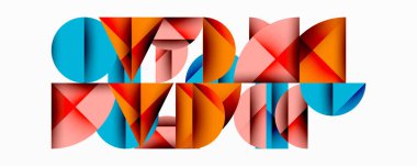 Çemberler ve üçgenlerin kesiştiği soyut geometrik desen. Yüksek kontrastlı kompozisyon derinlik yaratır ve dinamik, modern estetik