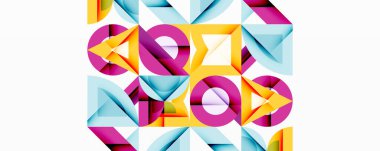 Minimum geometrik soyut arkaplan. Çember kare ve üçgen tasarımı