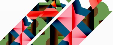 Birbirine kenetlenmiş dairesel ve açısal şekillerle soyut geometrik bileşim, pürüzsüz gradyanlar ve beyaz arkaplan üzerinde keskin karşıtlıklar