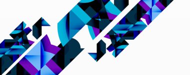 Daireler, yarı daireler, kareler ve yuvarlak üçgenler. Duvar kağıdı, afiş, arkaplan, kart, kitap illüstrasyonu, iniş sayfası için geometrik mozaik mozaik desen soyut arkaplan