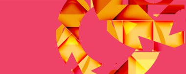 Daireler, yarı daireler, kareler ve yuvarlak üçgenler. Duvar kağıdı, afiş, arkaplan, kart, kitap illüstrasyonu, iniş sayfası için geometrik mozaik mozaik desen soyut arkaplan