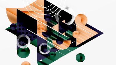 Üstüste binen Şeffaf Üçgenler ve Çemberlerle Modern Soyut Tasarım