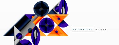 Keskin açılı dinamik geometrik bileşim, dairesel biçimler ve eğim renkleri