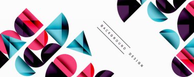 Çemberler ve üçgenlerin kesiştiği soyut geometrik desen. Yüksek kontrastlı kompozisyon derinlik yaratır ve dinamik, modern estetik