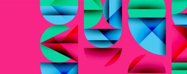 Minimum geometrik soyut arkaplan. Çember kare ve üçgen tasarımı