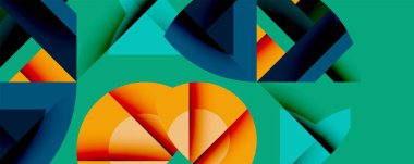 Birleştirilmiş açısal ve eğri şekilli soyut geometrik çizimler, pürüzsüz eğimli dinamik bileşimler ve kalın karşıtlıklar