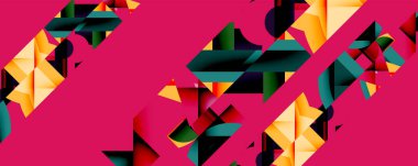 Birleştirilmiş açısal ve eğri şekilli soyut geometrik çizimler, pürüzsüz eğimli dinamik bileşimler ve kalın karşıtlıklar