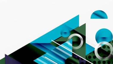 Parlak soyut arkaplan - parlak eğim tonlarıyla katmanlı üçgenler. Yarı şeffaf şekiller derinlik ve çağdaş estetik ekler