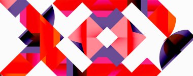 Daireler, yarı daireler, kareler ve yuvarlak üçgenler. Duvar kağıdı, afiş, arkaplan, kart, kitap illüstrasyonu, iniş sayfası için geometrik mozaik mozaik desen soyut arkaplan