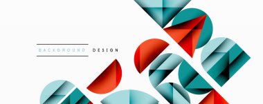 Çemberler ve üçgenlerin kesiştiği soyut geometrik desen. Yüksek kontrastlı kompozisyon derinlik yaratır ve dinamik, modern estetik