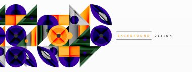 Keskin açılı dinamik geometrik bileşim, dairesel biçimler ve eğim renkleri
