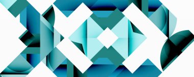 Daireler, yarı daireler, kareler ve yuvarlak üçgenler. Duvar kağıdı, afiş, arkaplan, kart, kitap illüstrasyonu, iniş sayfası için geometrik mozaik mozaik desen soyut arkaplan