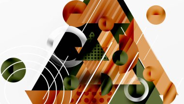 Modern geometrik arkaplan - düzgün eğimli ve yarı şeffaf üçgenler üst üste biniyor