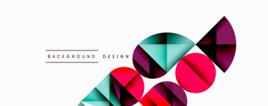 Çemberler ve üçgenlerin kesiştiği soyut geometrik desen. Yüksek kontrastlı kompozisyon derinlik yaratır ve dinamik, modern estetik