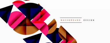 Minimum geometrik soyut arkaplan. Çember kare ve üçgen tasarımı