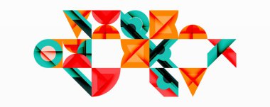 Minimum geometrik soyut arkaplan. Çember kare ve üçgen tasarımı