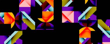 Birbirine kenetlenmiş dairesel ve açısal şekillerle soyut geometrik bileşim, pürüzsüz gradyanlar ve beyaz arkaplan üzerinde keskin karşıtlıklar