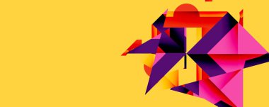 Birleştirilmiş açısal ve eğri şekilli soyut geometrik çizimler, pürüzsüz eğimli dinamik bileşimler ve kalın karşıtlıklar