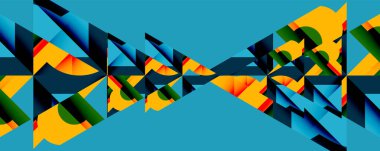 Birleştirilmiş açısal ve eğri şekilli soyut geometrik çizimler, pürüzsüz eğimli dinamik bileşimler ve kalın karşıtlıklar