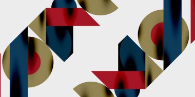 Dinamik geometrik bir kompozisyonda daireler, çizgiler ve üçgenler içeren modern soyut bir arkaplan. Tarz, teknoloji veya yaratıcı temalı tasarımlar için mükemmel.