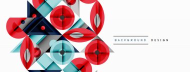 Keskin açılı dinamik geometrik bileşim, dairesel biçimler ve eğim renkleri