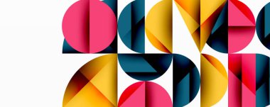 Minimum geometrik soyut arkaplan. Çember kare ve üçgen tasarımı