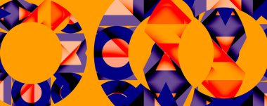 Birbirine kenetlenmiş dairesel ve açısal şekillerle soyut geometrik bileşim, pürüzsüz gradyanlar ve beyaz arkaplan üzerinde keskin karşıtlıklar