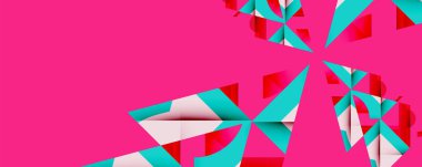 Birbirine kenetlenmiş dairesel ve açısal şekillerle soyut geometrik bileşim, pürüzsüz gradyanlar ve beyaz arkaplan üzerinde keskin karşıtlıklar