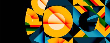 Birleştirilmiş açısal ve eğri şekilli soyut geometrik çizimler, pürüzsüz eğimli dinamik bileşimler ve kalın karşıtlıklar