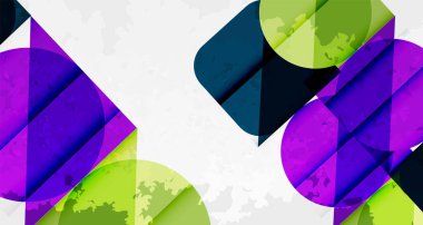 Çemberler, kareler ve çizgilerle geometrik arkaplandaki tahıllı leke dokusu. Duvar Kağıdı, Sancak, Arkaplan, Kart, Kitap İllüstrasyonu, İniş Sayfası