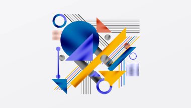 Çemberler, üçgenler, kareler, halkalar ve çizgiler gölge etkisiyle