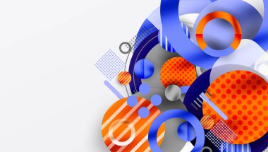 Üstüste binen Şeffaf Şekillerle Soyut Geometrik Arkaplan