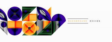 Keskin açılı dinamik geometrik bileşim, dairesel biçimler ve eğim renkleri