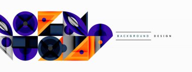 Keskin açılı dinamik geometrik bileşim, dairesel biçimler ve eğim renkleri