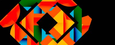 Birleştirilmiş açısal ve eğri şekilli soyut geometrik çizimler, pürüzsüz eğimli dinamik bileşimler ve kalın karşıtlıklar