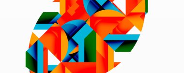 Birleştirilmiş açısal ve eğri şekilli soyut geometrik çizimler, pürüzsüz eğimli dinamik bileşimler ve kalın karşıtlıklar