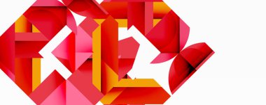 Birbirine kenetlenmiş dairesel ve açısal şekillerle soyut geometrik bileşim, pürüzsüz gradyanlar ve beyaz arkaplan üzerinde keskin karşıtlıklar