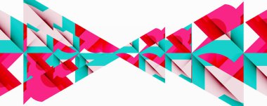 Birbirine kenetlenmiş dairesel ve açısal şekillerle soyut geometrik bileşim, pürüzsüz gradyanlar ve beyaz arkaplan üzerinde keskin karşıtlıklar